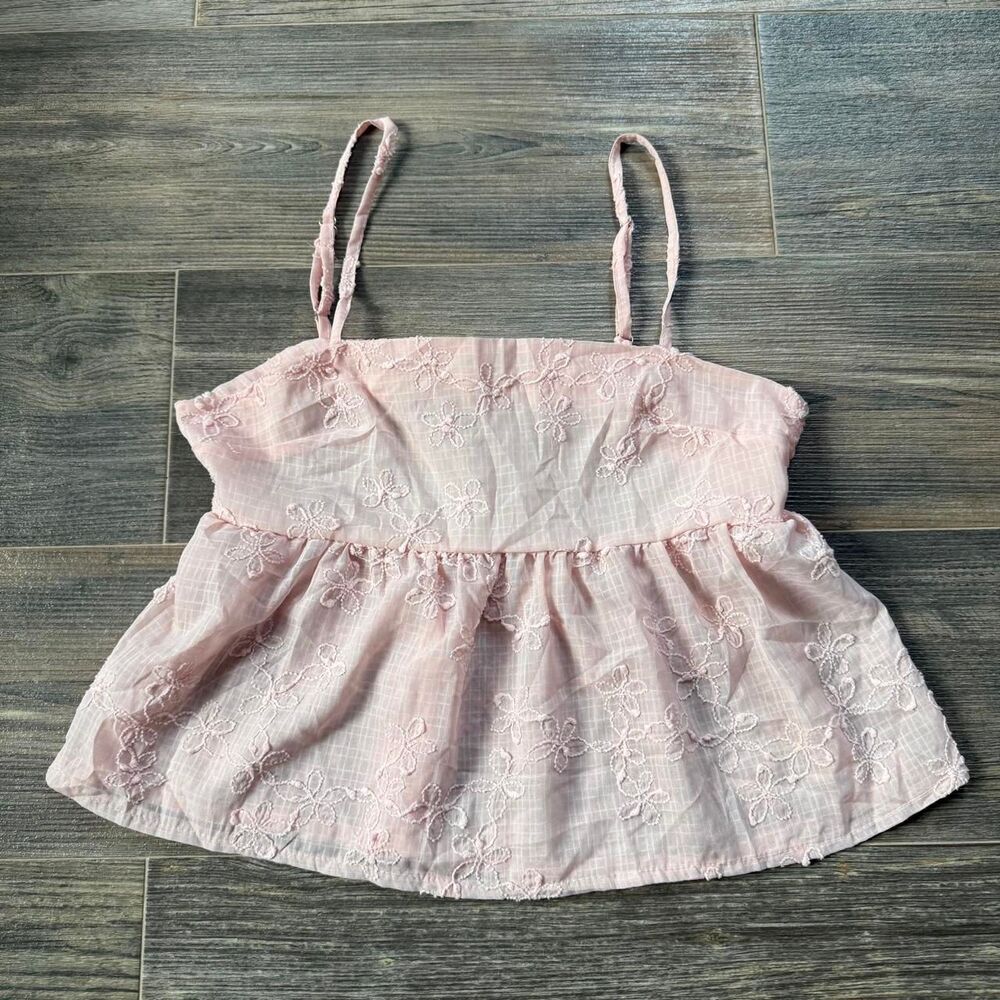 Baby doll baby Pink floral lace cami top